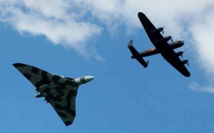 Lancaster and Vulcan in flight