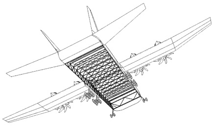 Aircraft designed for intermodal containers in transverse orientation. [US patent 9,205,910]